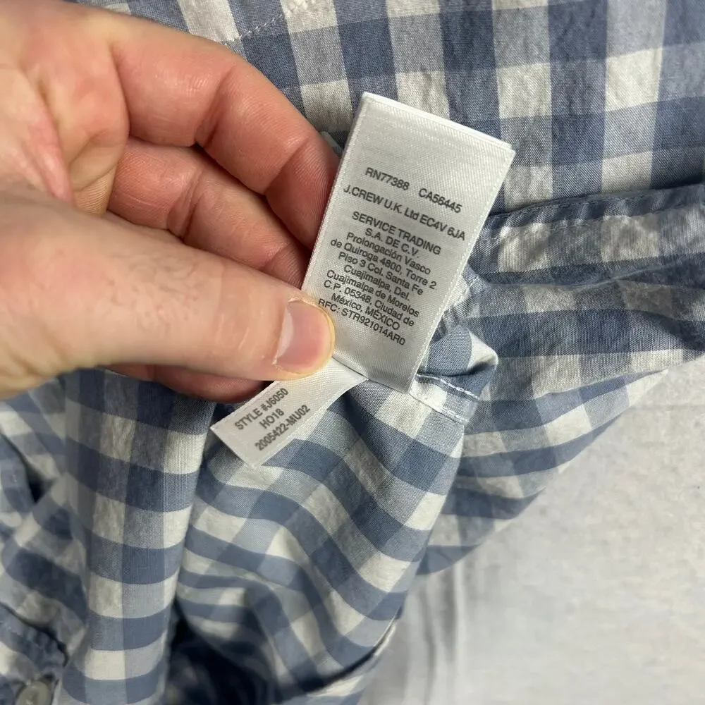 J Crew Mercantile Flex Button Down Shirt Men's Large Slim Fit Blue Gingham Check - Picture 8 of 13